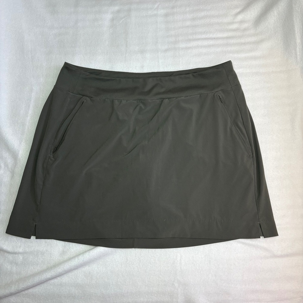 Athleta Soho Skort Womens 16 Dark Olive Green Active Hiking Travel Skirt Pockets
